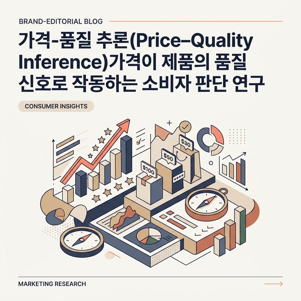 가격이 비쌀수록 품질도 더 좋을 것이라고 판단하는 가격·품질 추론을 표현한 대표 이미지