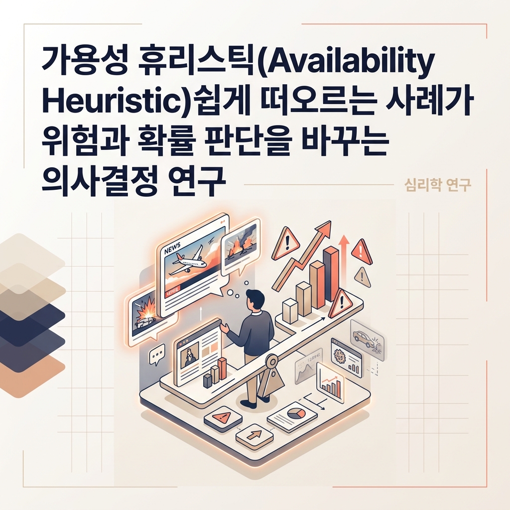 쉽게 떠오르는 사례를 실제 발생 가능성보다 더 중요하게 판단하는 가용성 휴리스틱을 표현한 대표 이미지