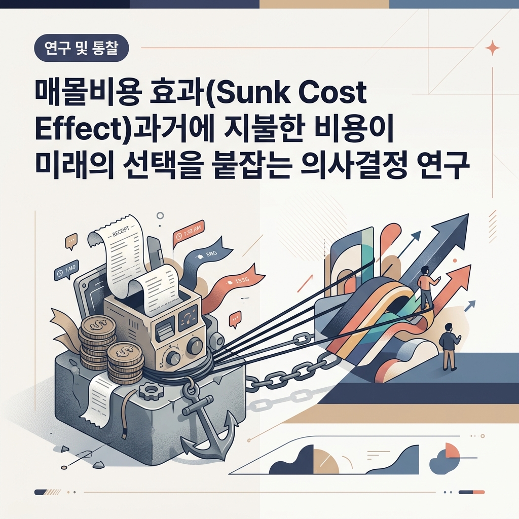 이미 지불한 비용 때문에 미래의 선택을 바꾸기 어려워지는 매몰비용 효과를 표현한 대표 이미지