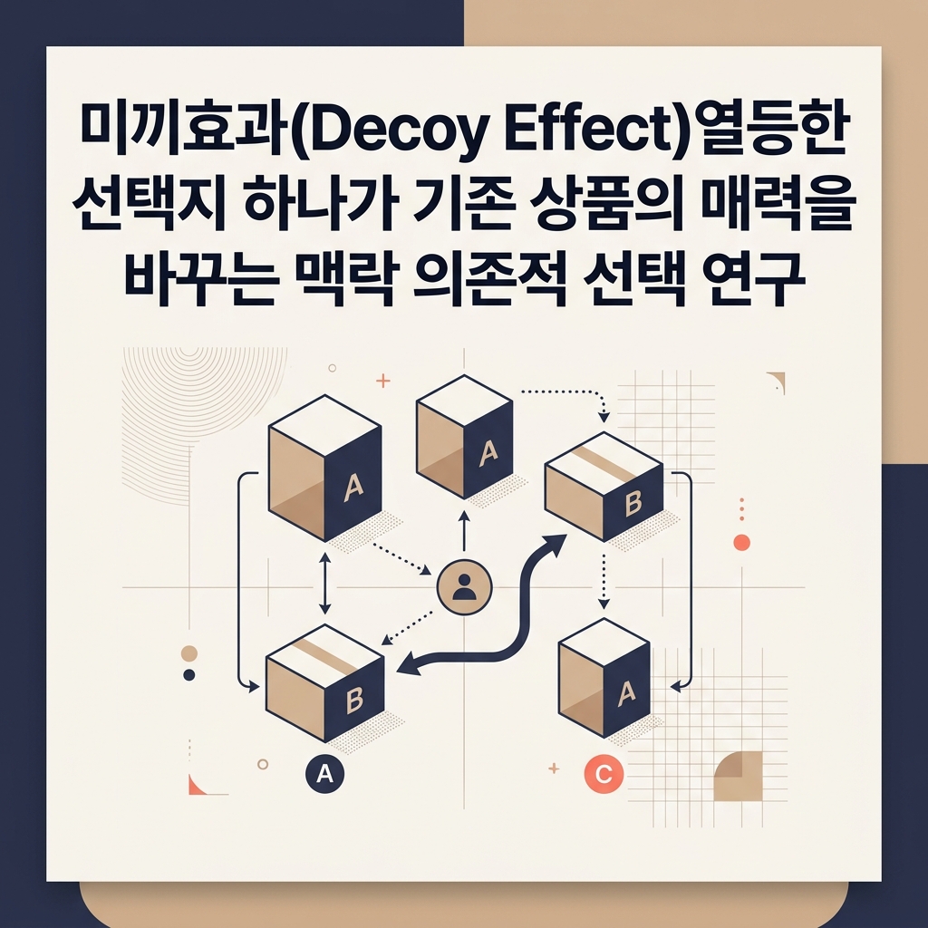 열등한 선택지 하나가 다른 선택지를 더 매력적으로 보이게 만드는 미끼효과를 표현한 대표 이미지