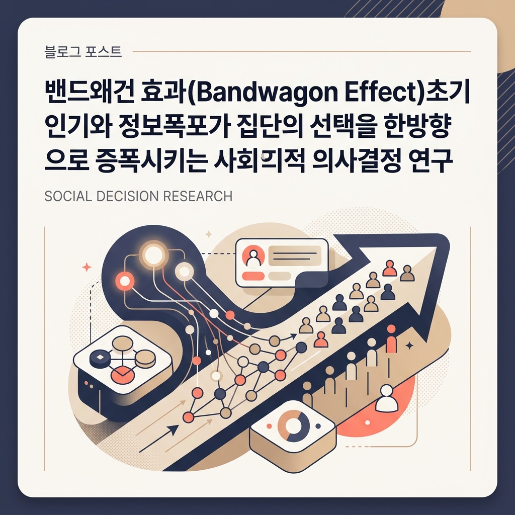 사람들의 선택이 쌓이면서 작은 인기가 더 큰 유행으로 커지는 밴드왜건 효과를 표현한 대표 이미지