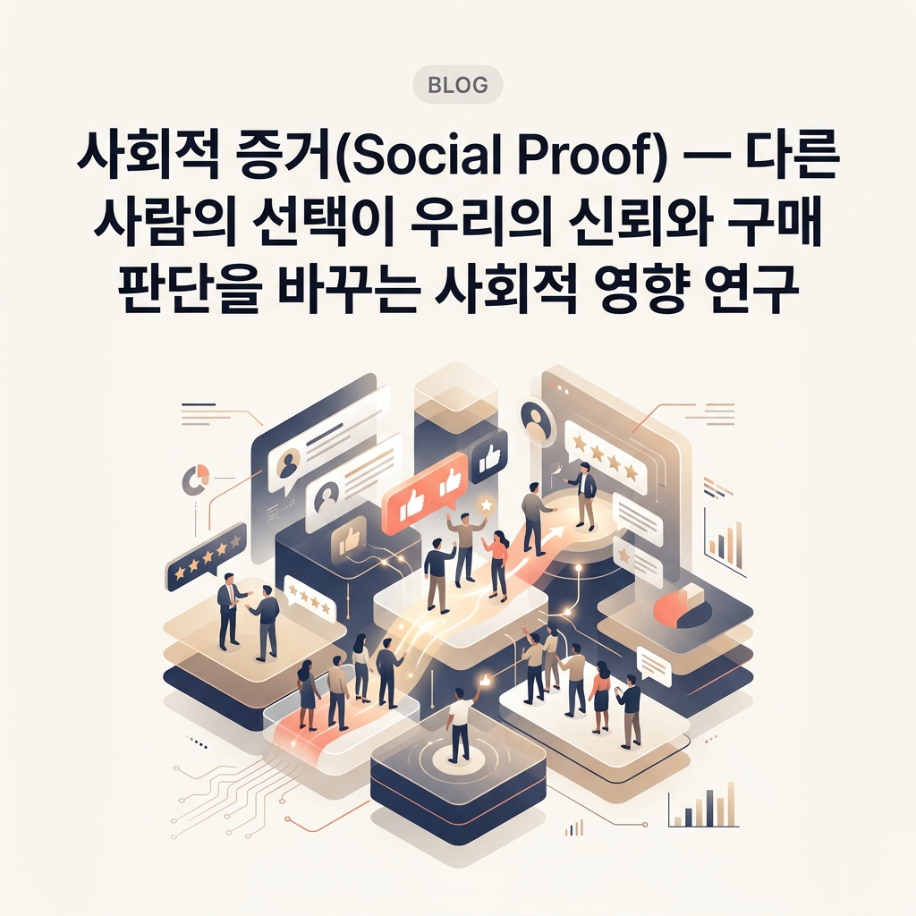 많은 사람의 선택이 상품의 품질 판단에 영향을 주는 사회적 증거를 표현한 대표 이미지