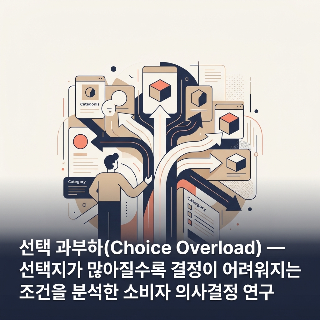 선택지가 많아질수록 비교와 결정이 어려워지는 선택 과부하를 표현한 대표 이미지
