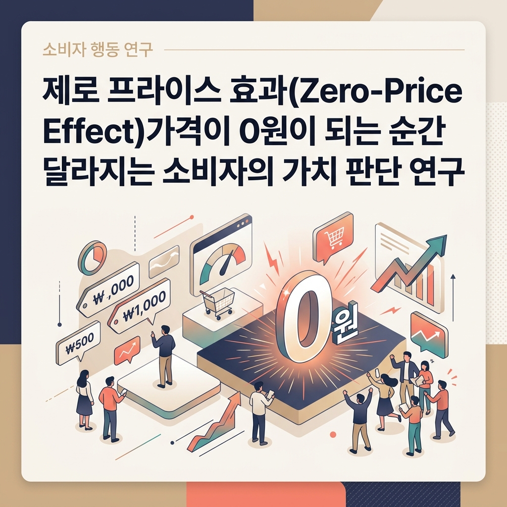 가격이 0원이 되는 순간 선택의 매력이 크게 달라지는 제로 프라이스 효과를 표현한 대표 이미지