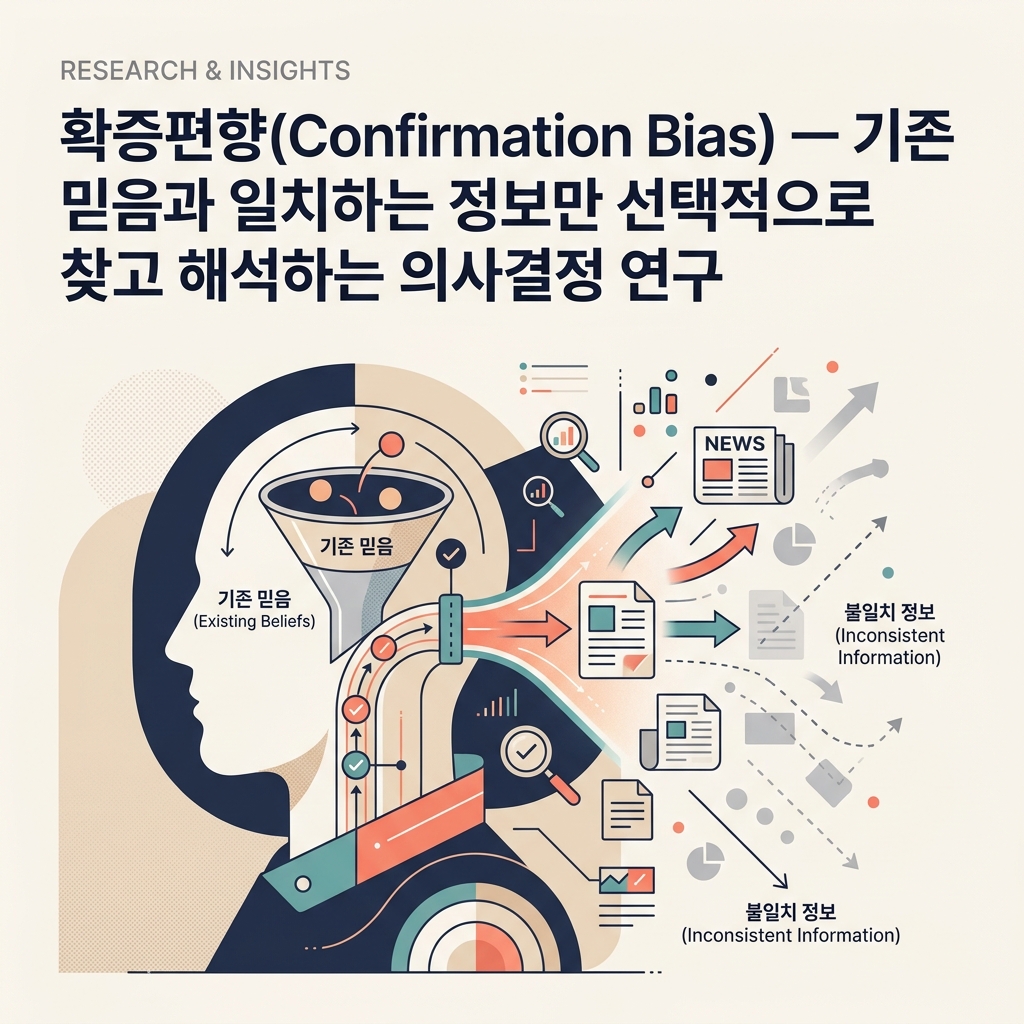 기존 믿음과 일치하는 정보만 더 쉽게 받아들이는 확증편향을 표현한 대표 이미지