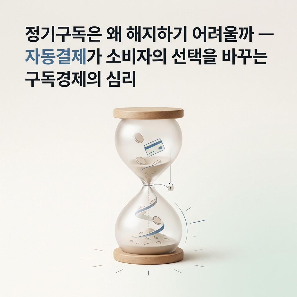 자동갱신되는 정기구독을 계속 유지할지 다시 판단하는 과정을 표현한 대표 이미지