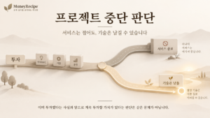 구글 스타디아 종료 사례를 통해 이미 투자한 프로젝트를 계속할지 중단할지 판단하는 모습을 표현한 이미지