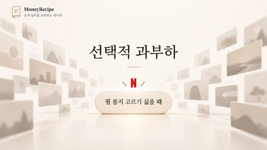선택적 과부하와 뭘 볼지 고르기 싫을 때 버튼을 표현한 이미지